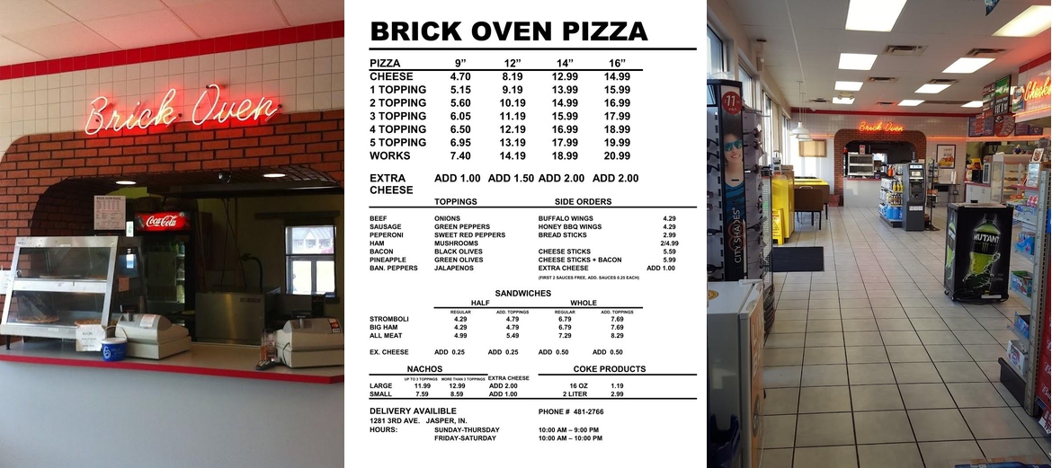 Brick Oven Pizza Menu