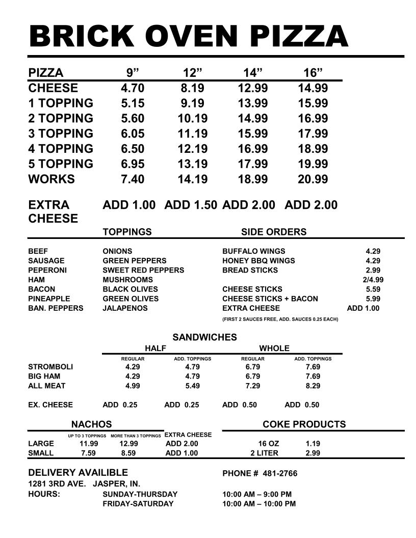 Brick Oven Pizza